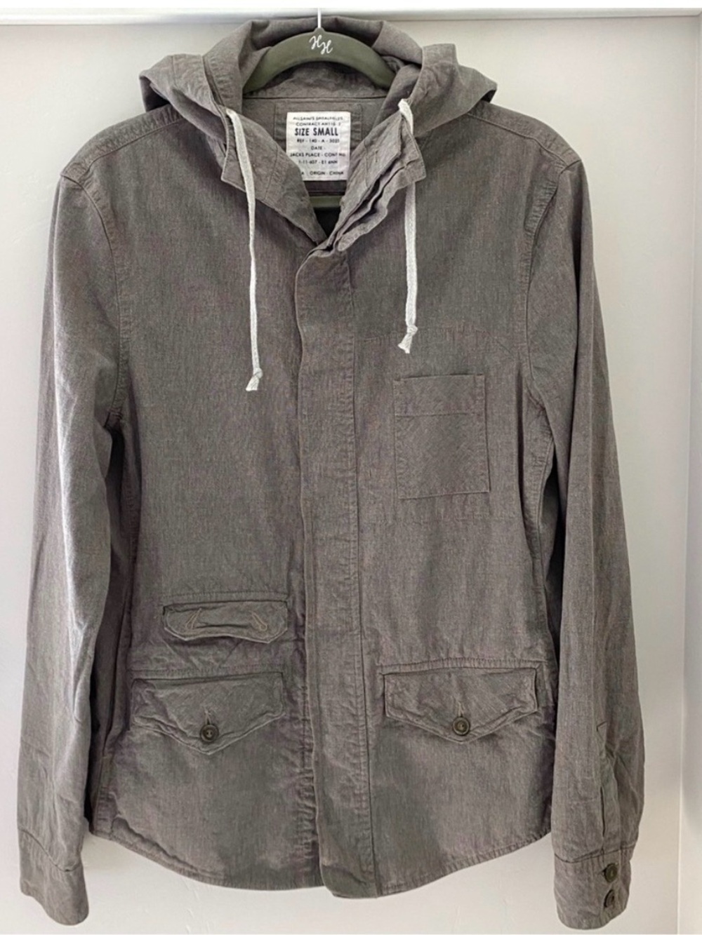 AllSaints Men's Lightweight Hooded Shirt Jacket in Gray
